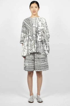 Village Print Bermuda Black/White