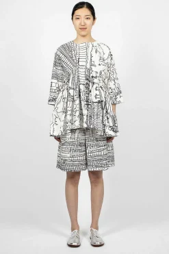 Village Print Bermuda Black/White