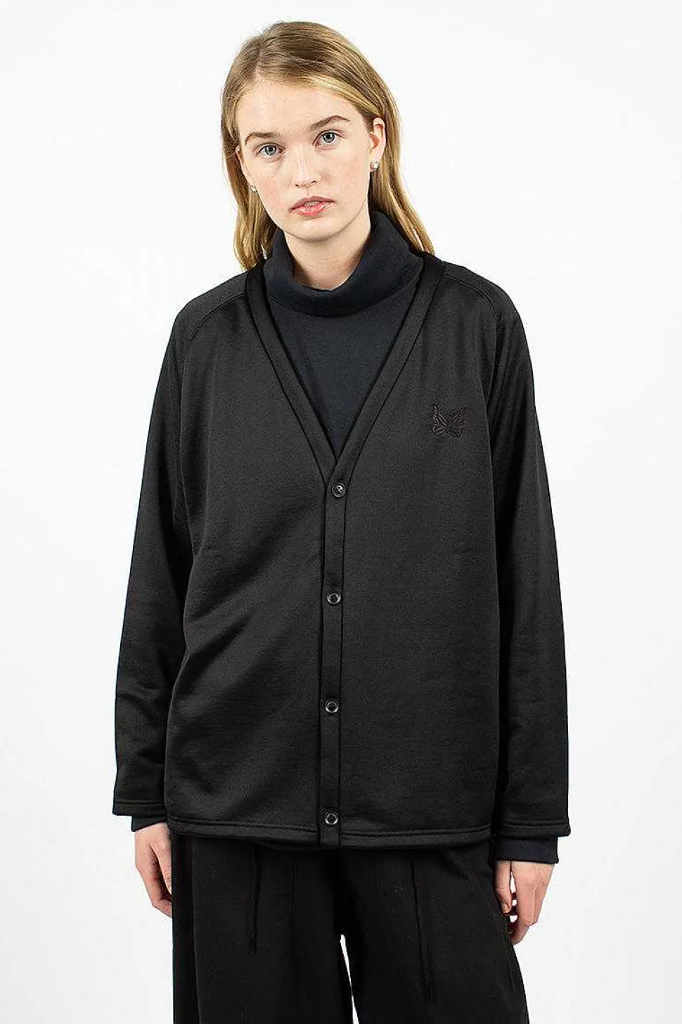 V-Neck Jersey Cardigan Black