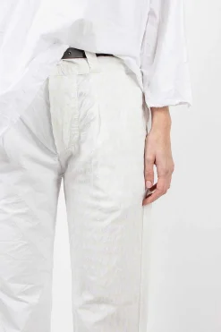 Washed Cotton Straight Leg Pant White