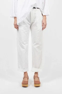 Washed Cotton Straight Leg Pant White