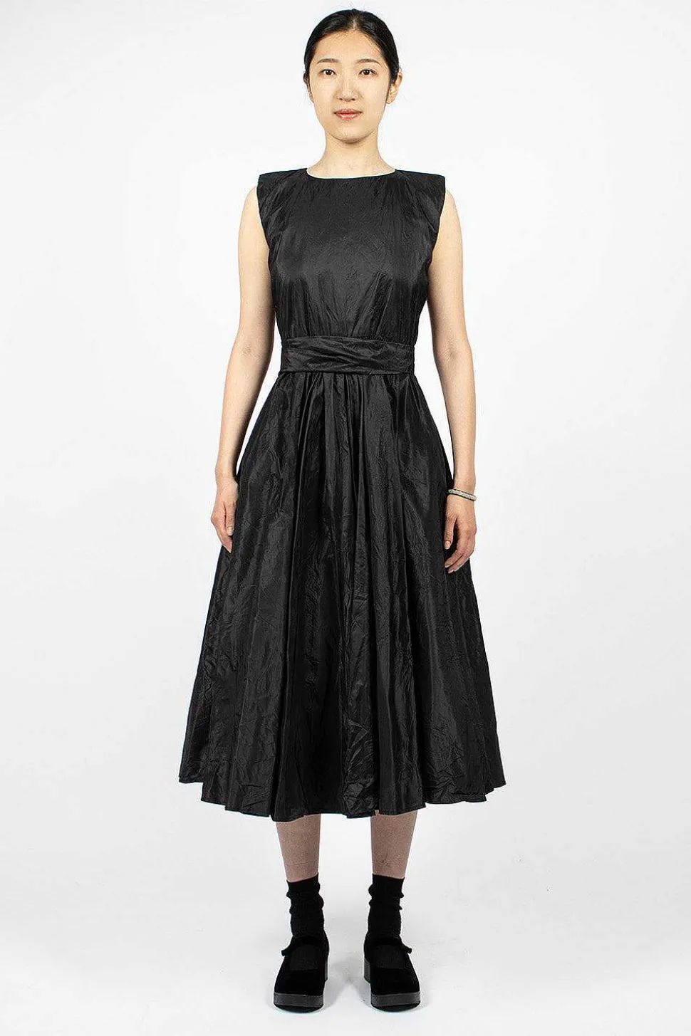 Washed Silk Button Pinafore