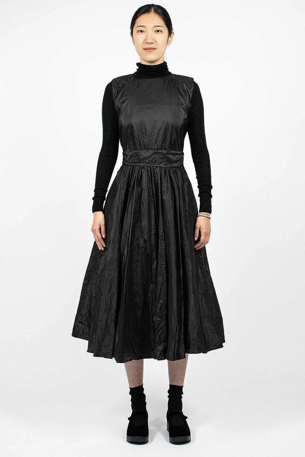 Washed Silk Button Pinafore