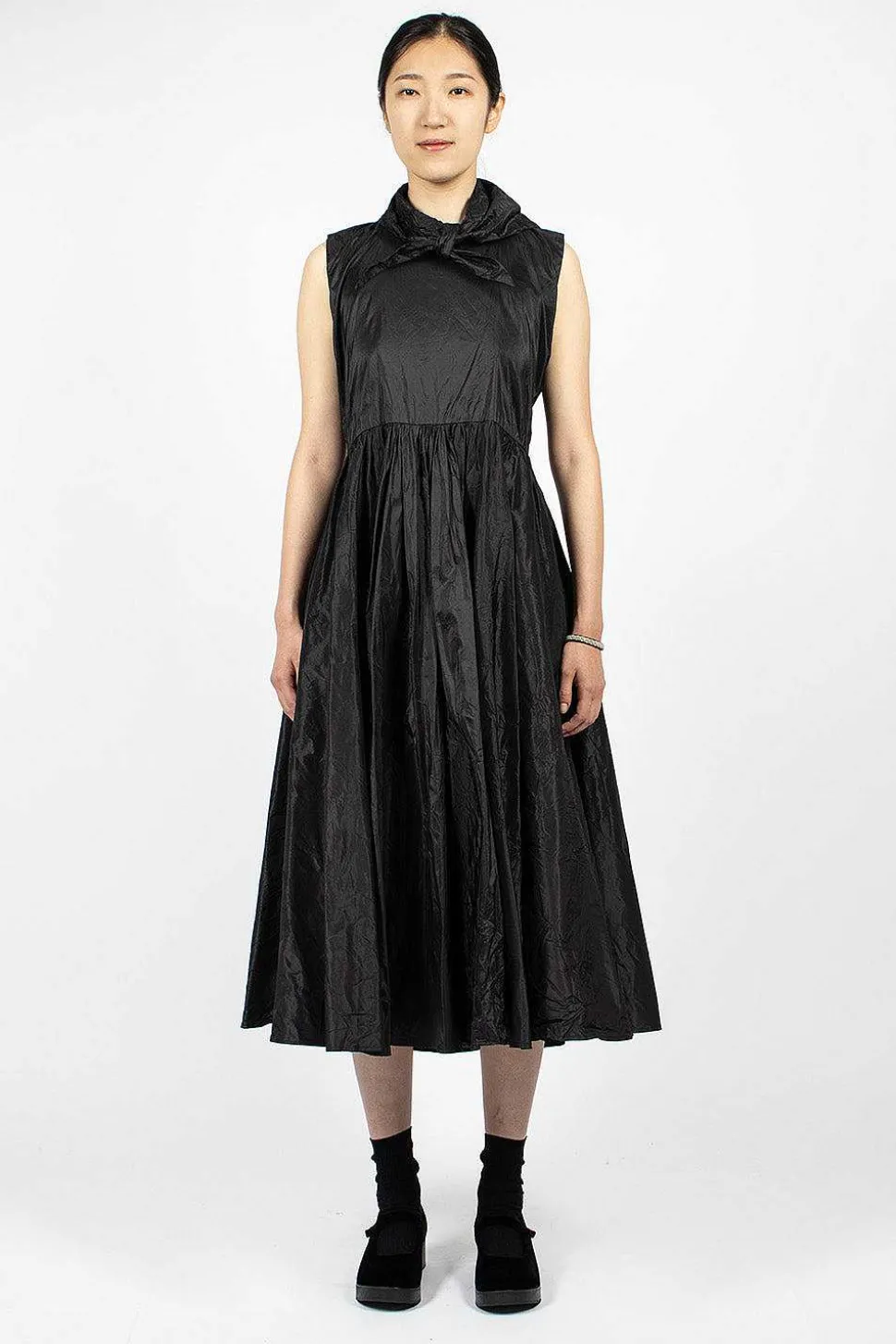 Washed Silk Button Pinafore