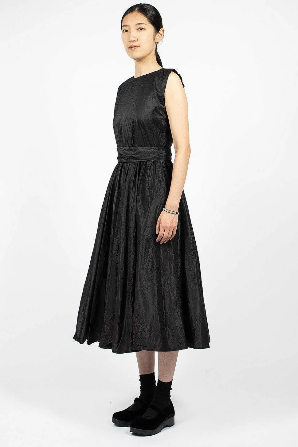 Washed Silk Button Pinafore