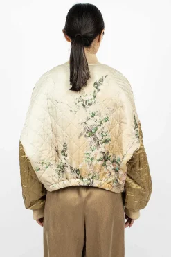 Watercolour Printed Bomber Ecru