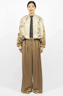 Watercolour Printed Bomber Ecru