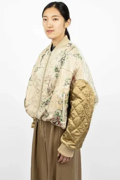 Watercolour Printed Bomber Ecru