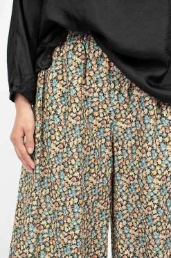 Wide Pyjama Trousers Floral Blue/Red/Orange