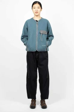 Wool Fleece Cardigan Blue Grey