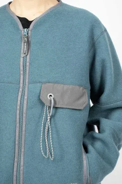 Wool Fleece Cardigan Blue Grey
