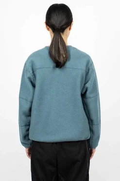 Wool Fleece Cardigan Blue Grey
