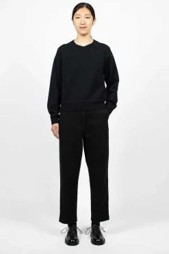 Worn Linen Cotton Drill Trouser Black
