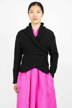 Wrap Knit Cardigan Black