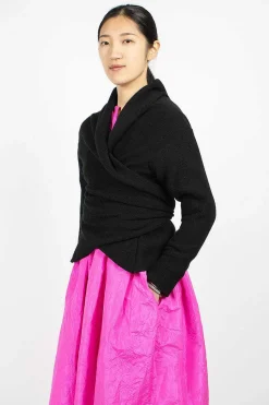 Wrap Knit Cardigan Black