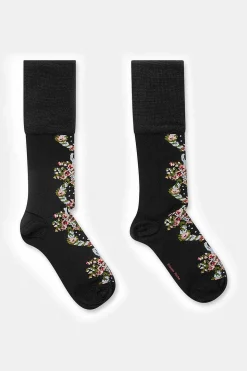 Wreath Printed Socks Black