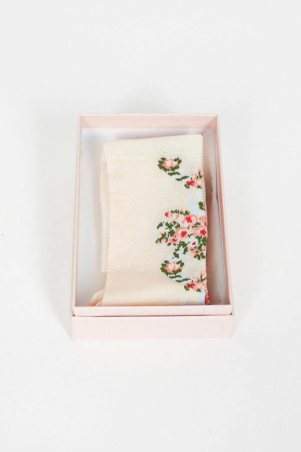 Wreath Printed Socks Cream
