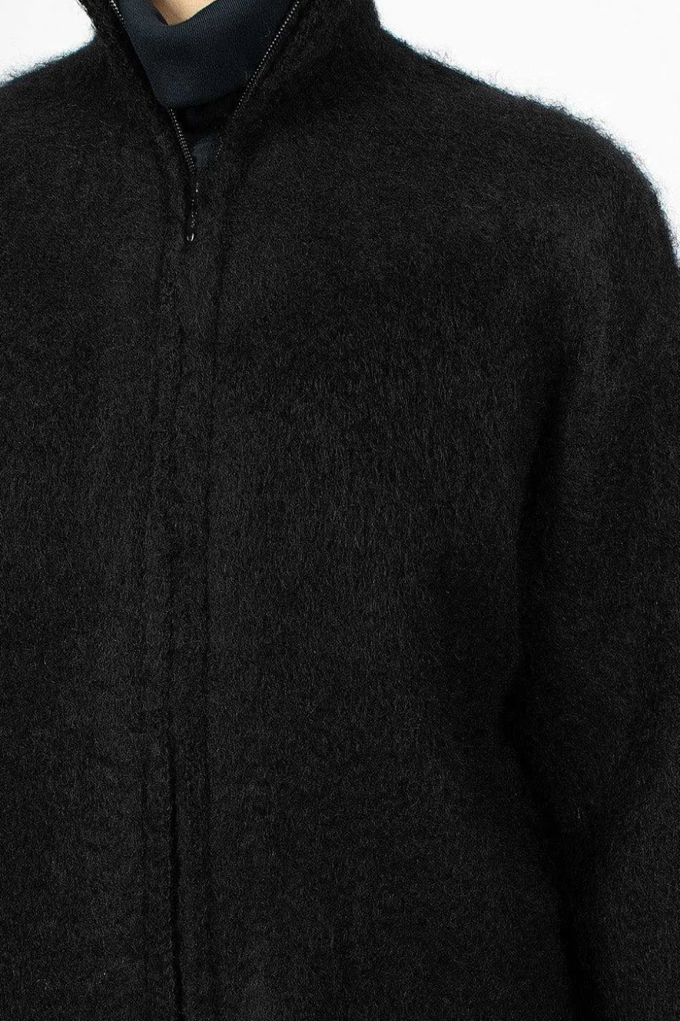 Zipped Mohair Cardigan Black