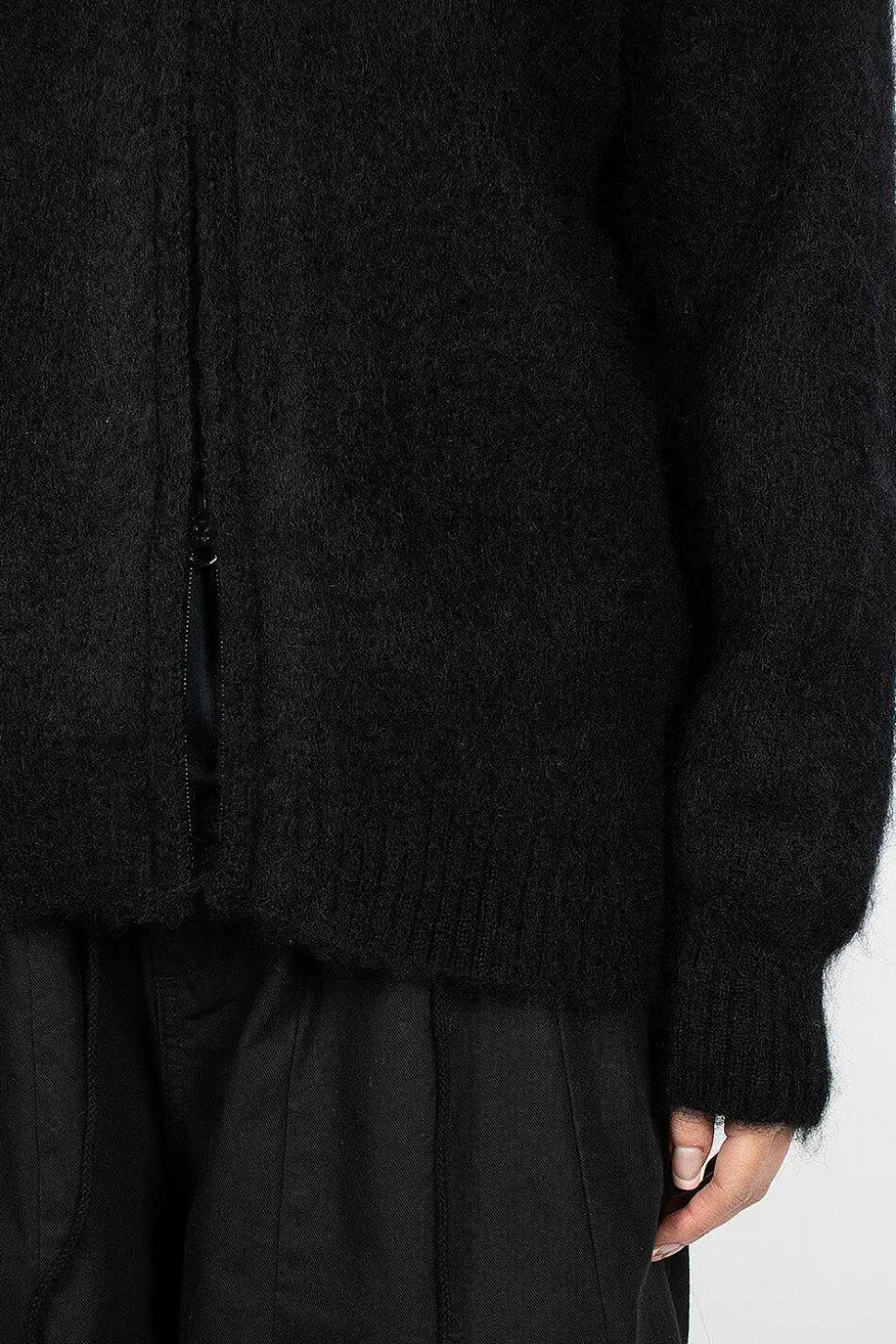Zipped Mohair Cardigan Black